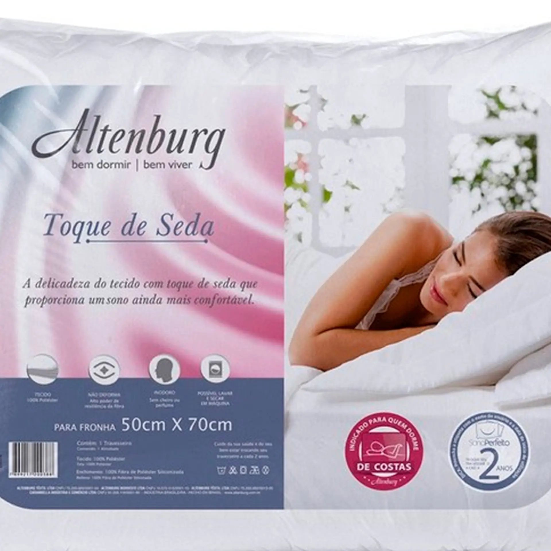 Travesseiro Altenburg Toque de Seda Suporte Macio - Branco