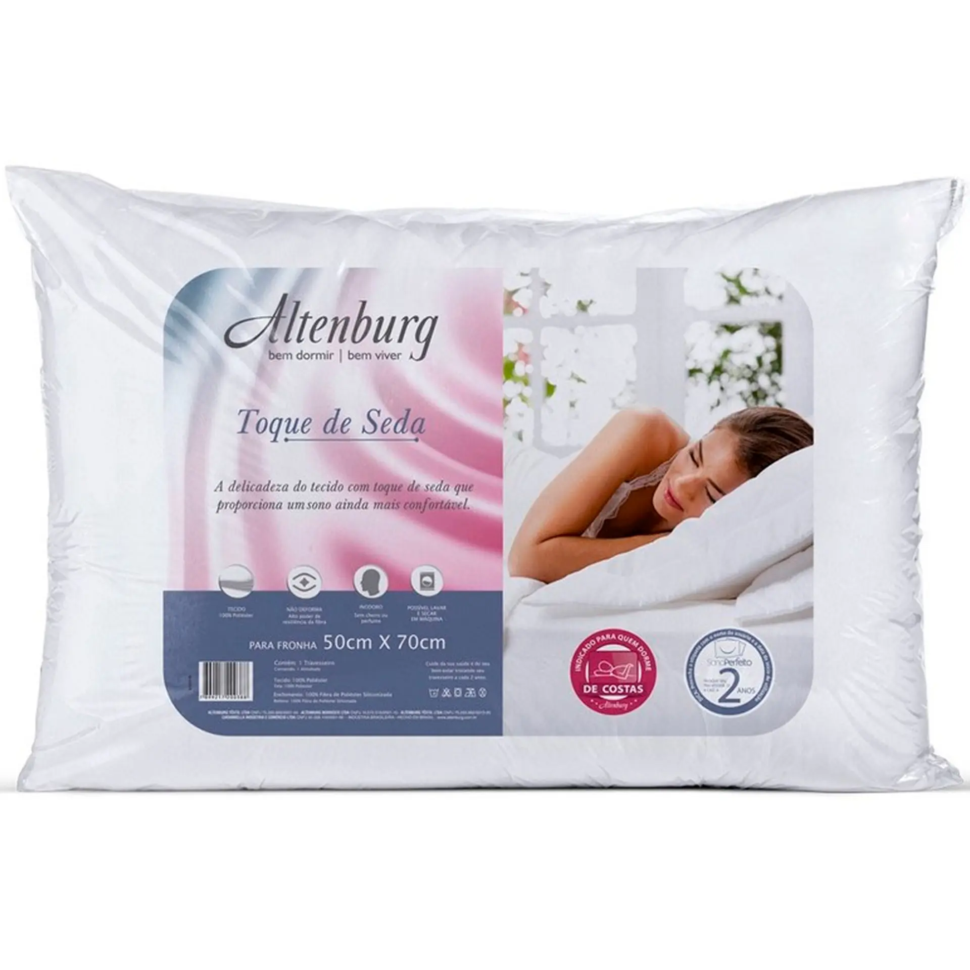 Travesseiro Altenburg Toque de Seda Suporte Macio - Branco