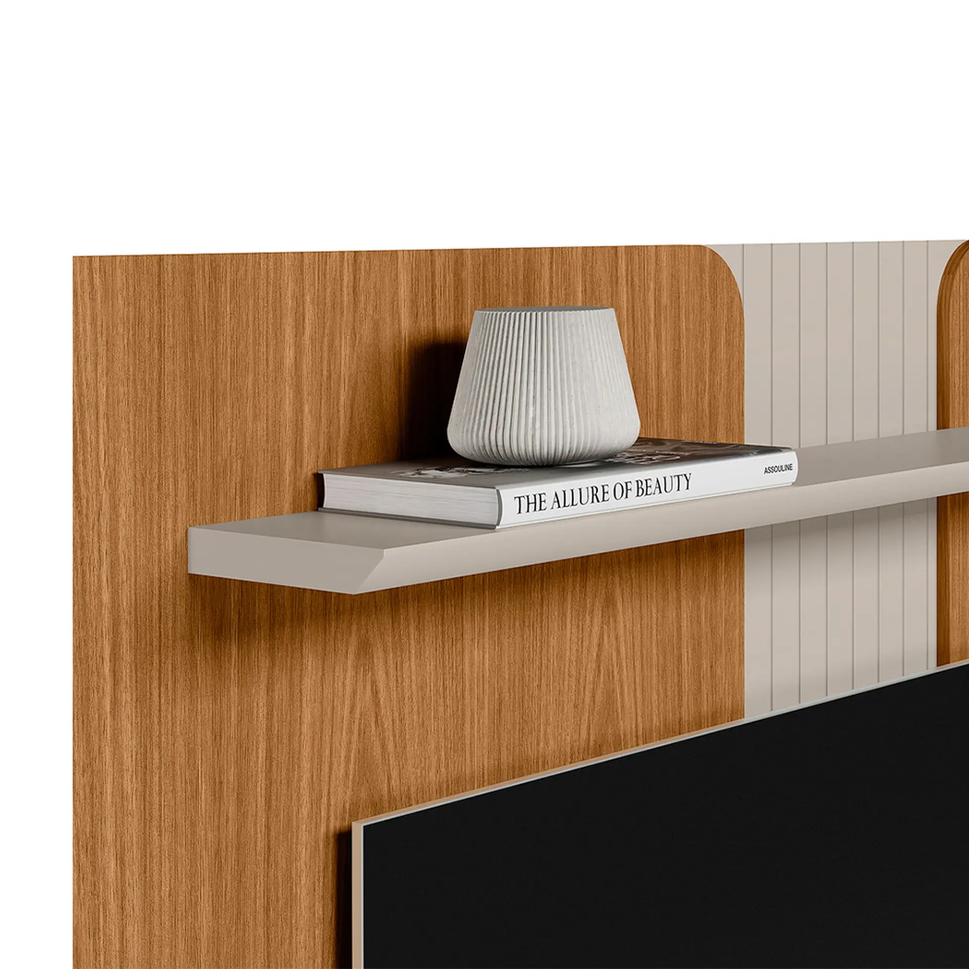 Painel Home para Tv até 65" com Prateleira Friburgo Linea Brasil - Nature/Off White