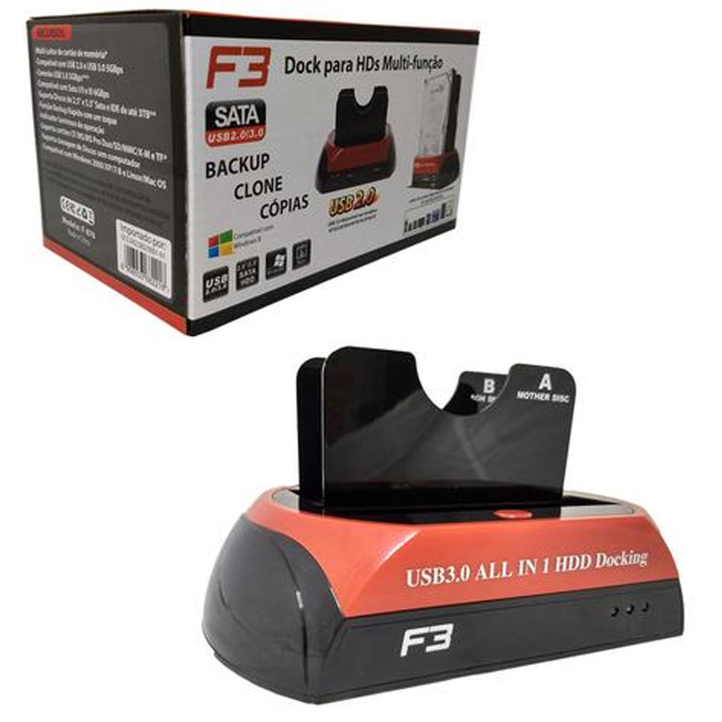 Docking Station para HD Sata 2.5 e 3.5 Polegadas USB 3.0 F3 - 35