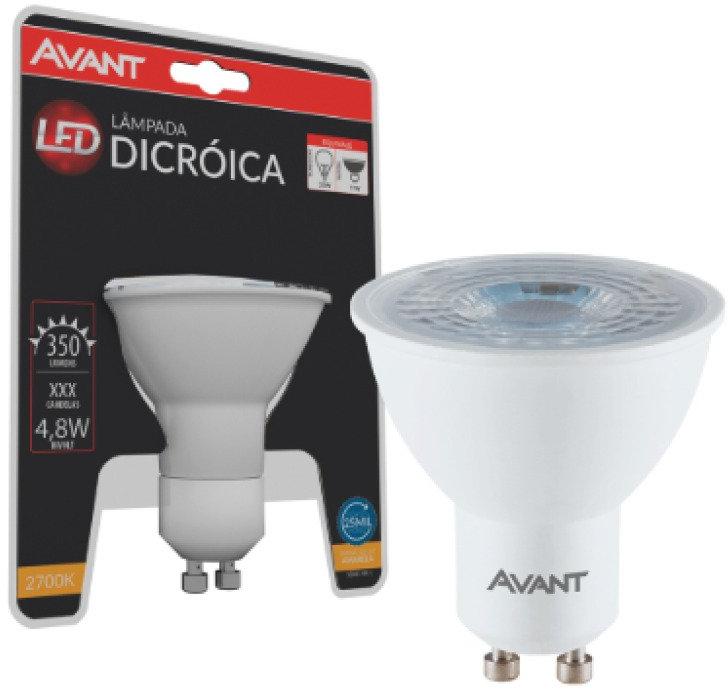 Lâmpada Led Dicróica 4,8W GU10 MR16 2700K Luz Amarela 2700K Avant 260270575