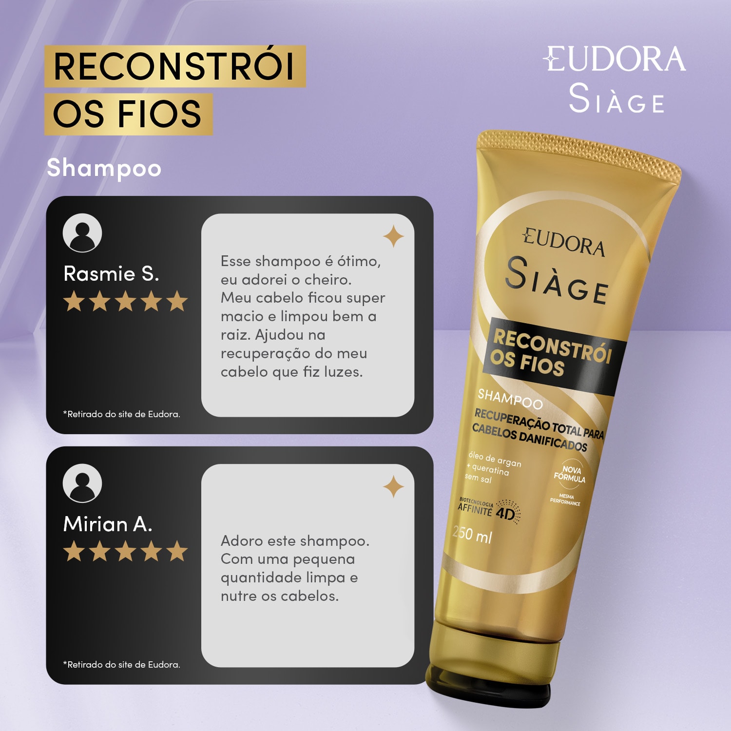 Shampoo Siàge Reconstrói Os Fios 400ml
