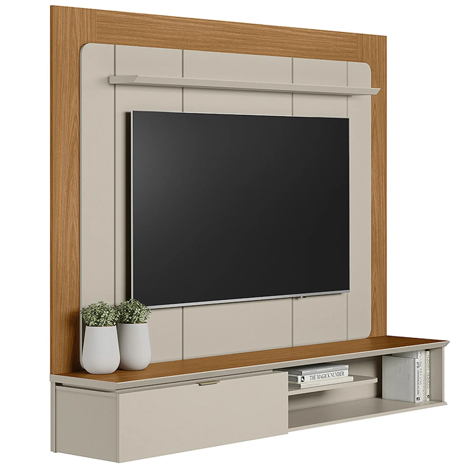 Painel Home para TV até 65” Lugano Linea Brasil - Nature/Off White
