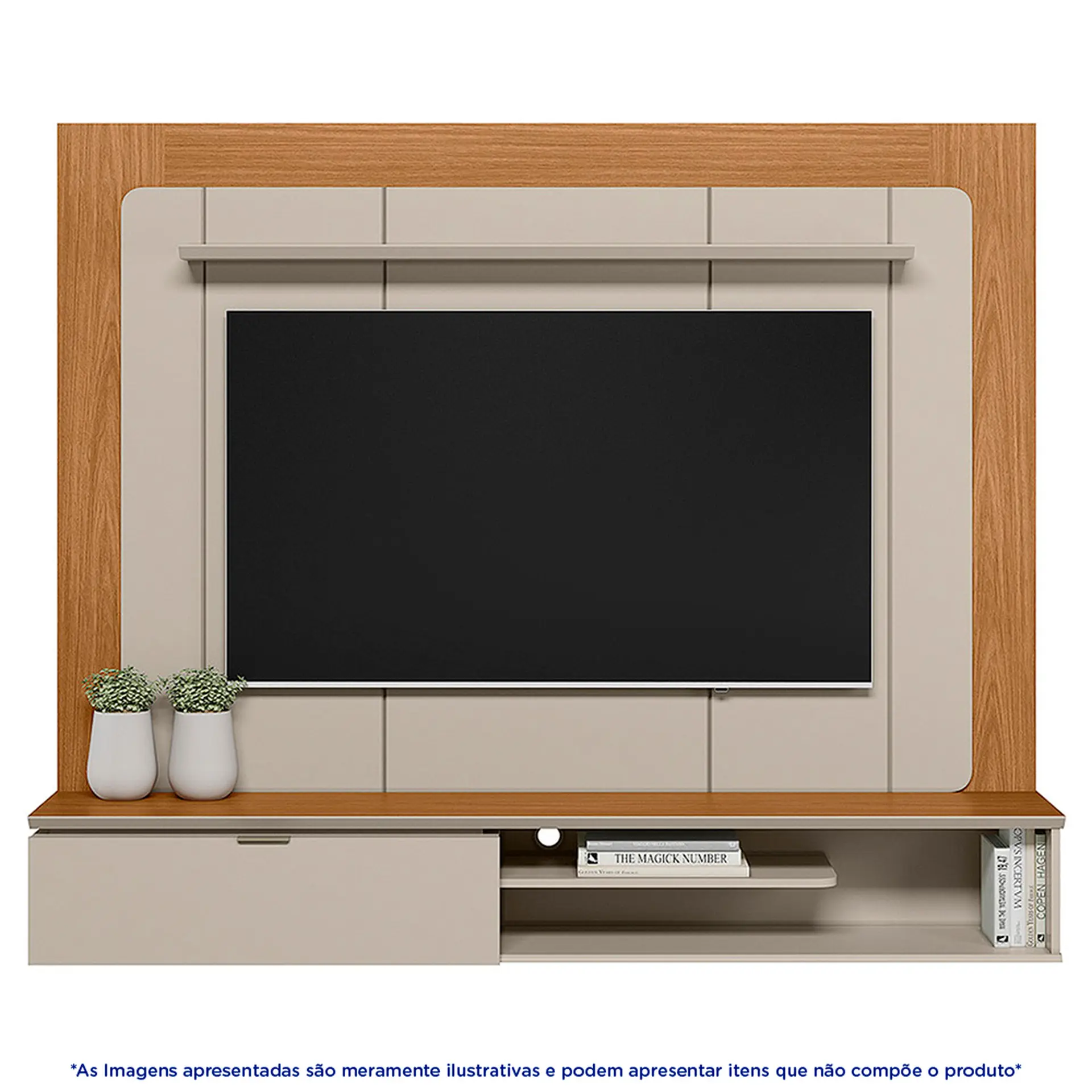 Painel Home para TV até 65” Lugano Linea Brasil - Nature/Off White