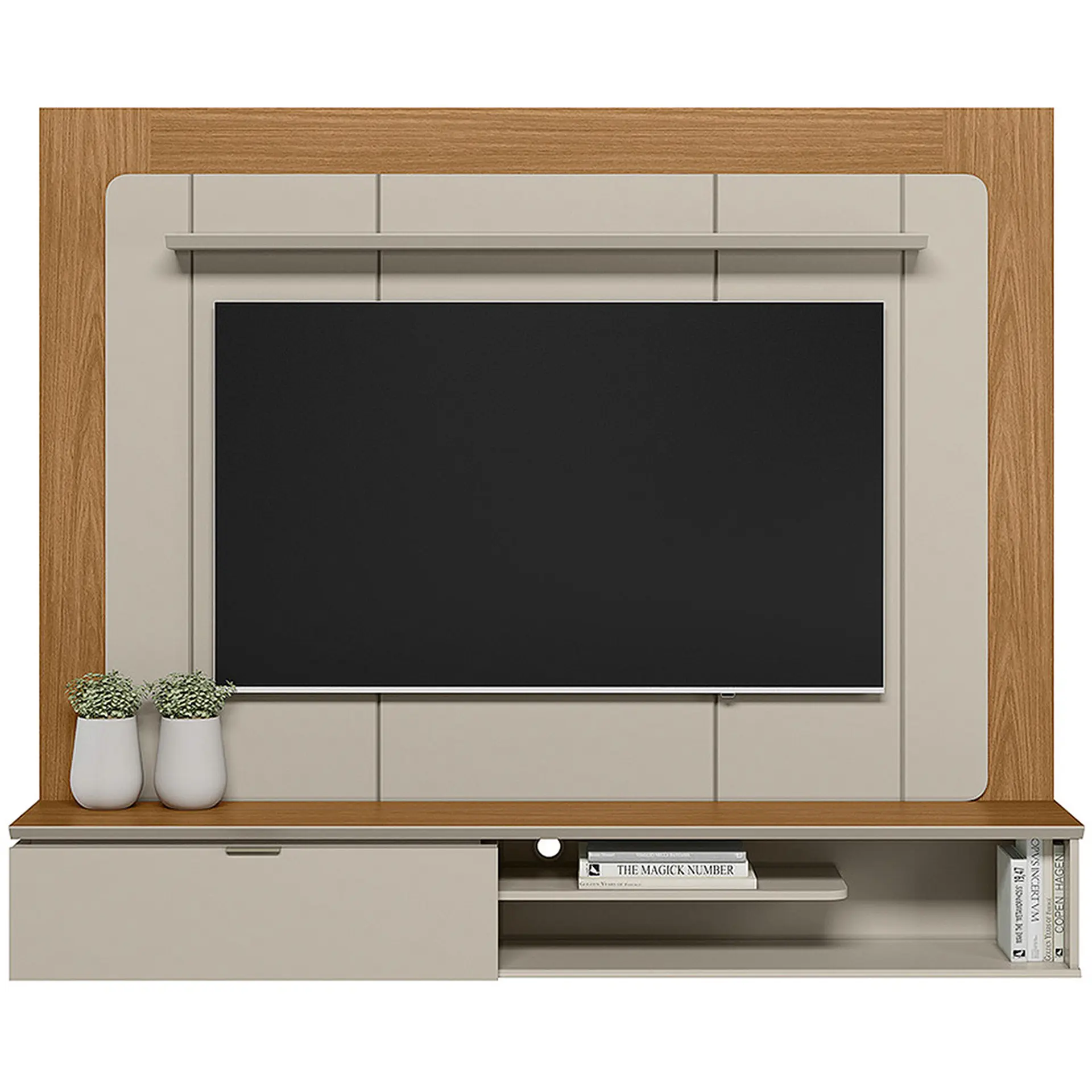 Painel Home para TV até 65” Lugano Linea Brasil - Nature/Off White