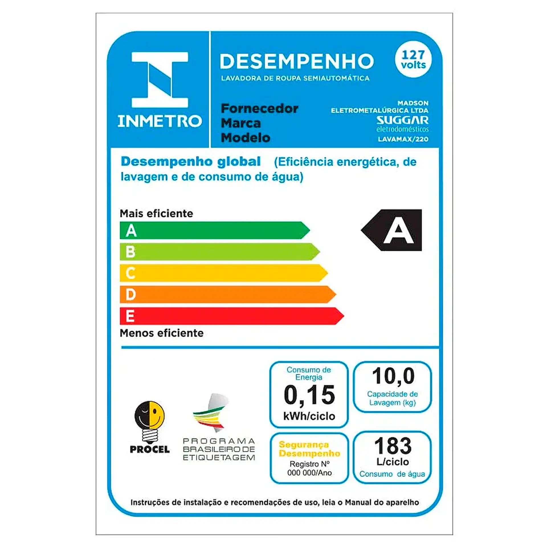 Tanquinho Suggar Lavamax 10kg Semiautomático LX1022 - Preto - 110 Volts