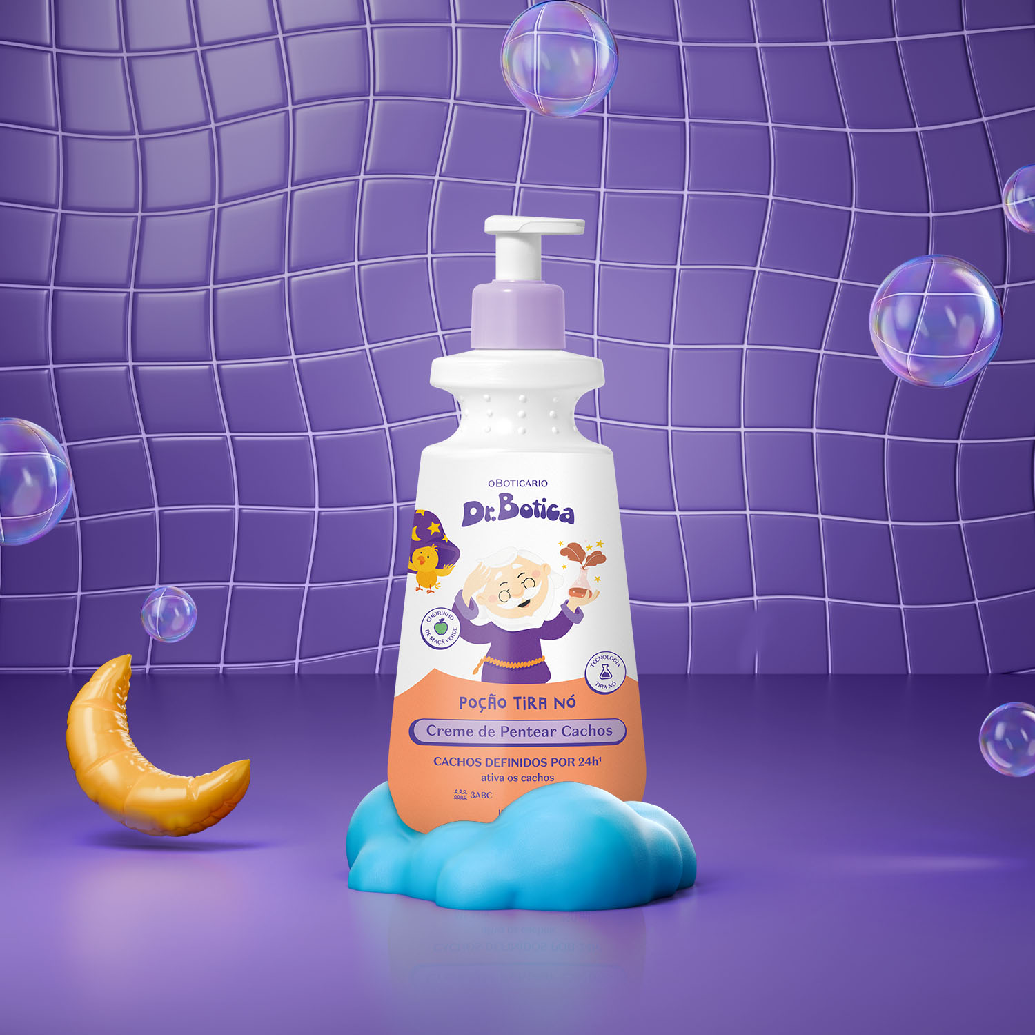 Creme Para Pentear Infantil Cabelos Cacheados 3 ABC Dr.Botica Poção Tira Nó 350ml