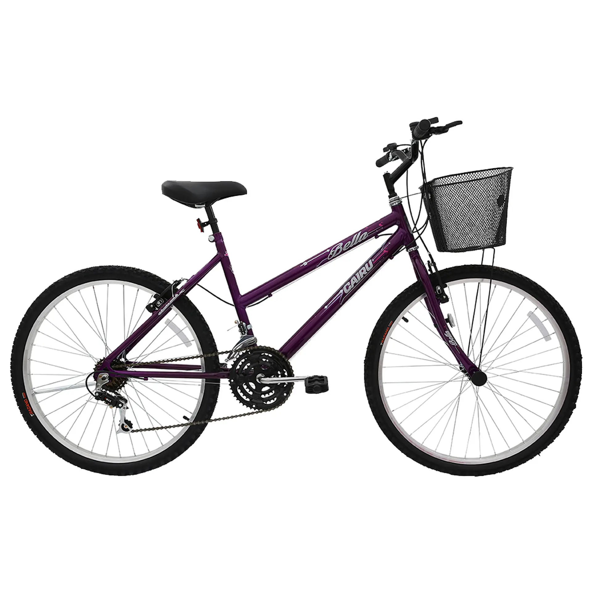 Bicicleta Aro 26 Cairu Bella 21 Marchas Freio V-Brake com Cestinha - Roxo