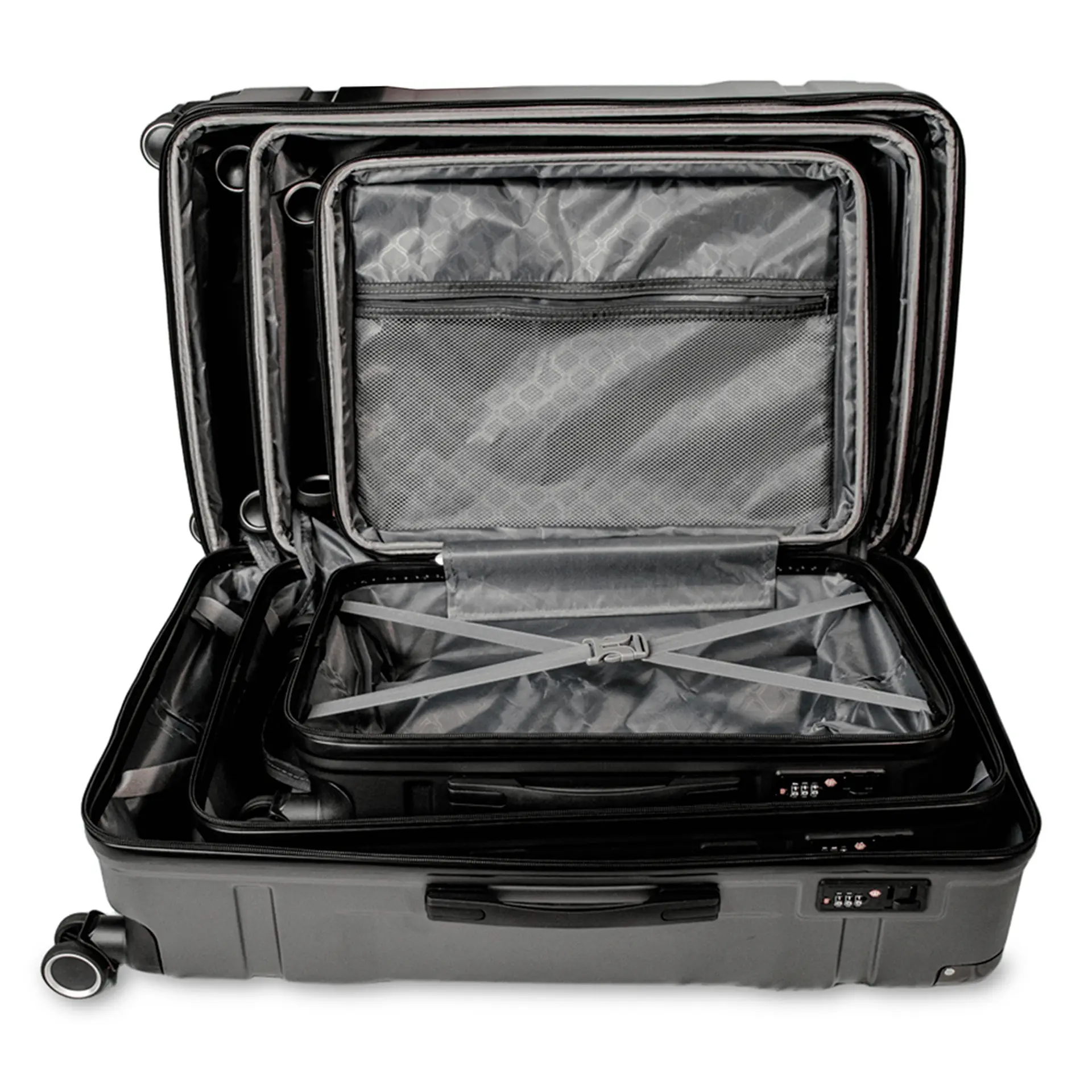 Conjunto de Mala de Viagem Mark Blank Policarbonato Expansível - Cinza