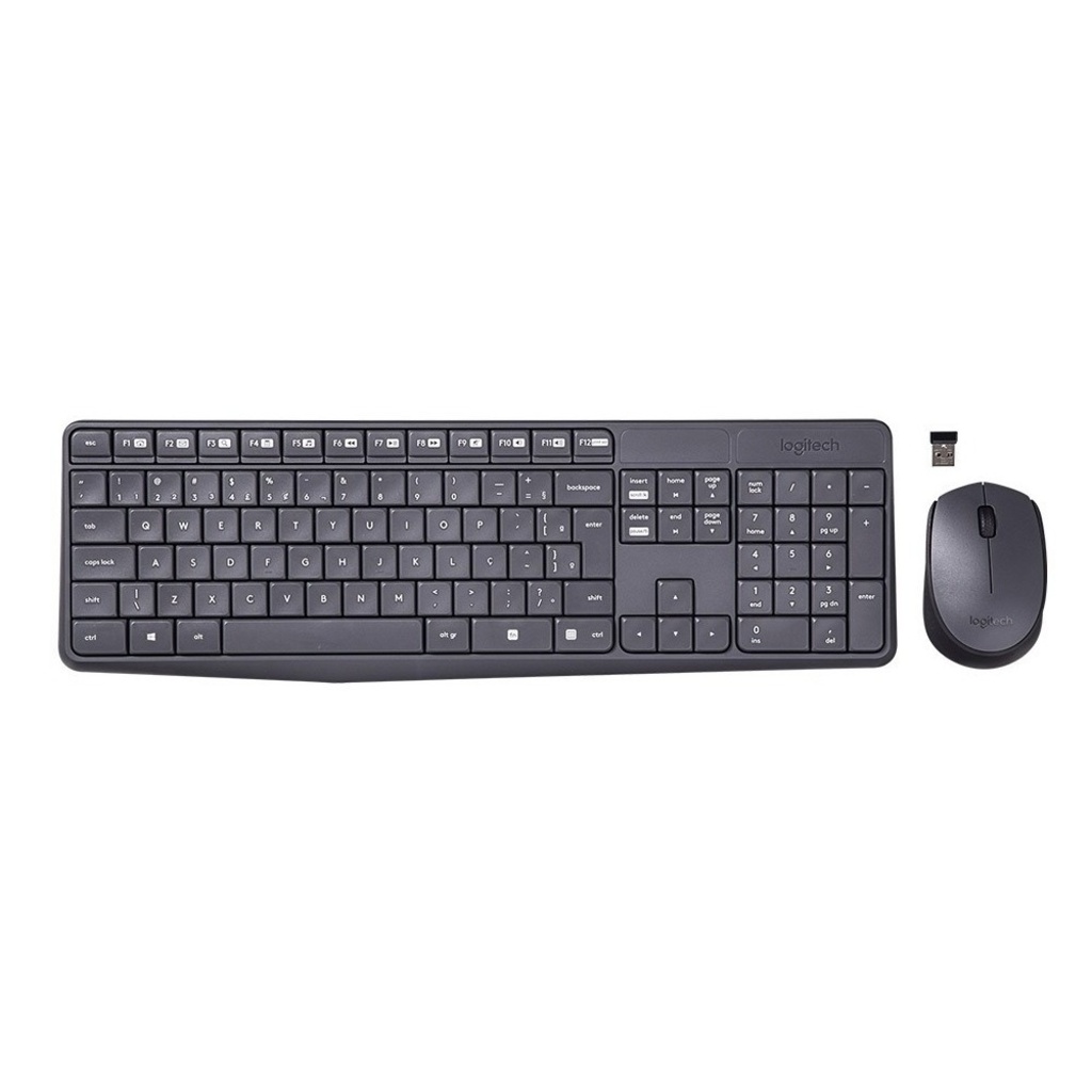 Kit Teclado + Mouse sem Fio Logitech MK235 Preto/Cinza - 920-007903