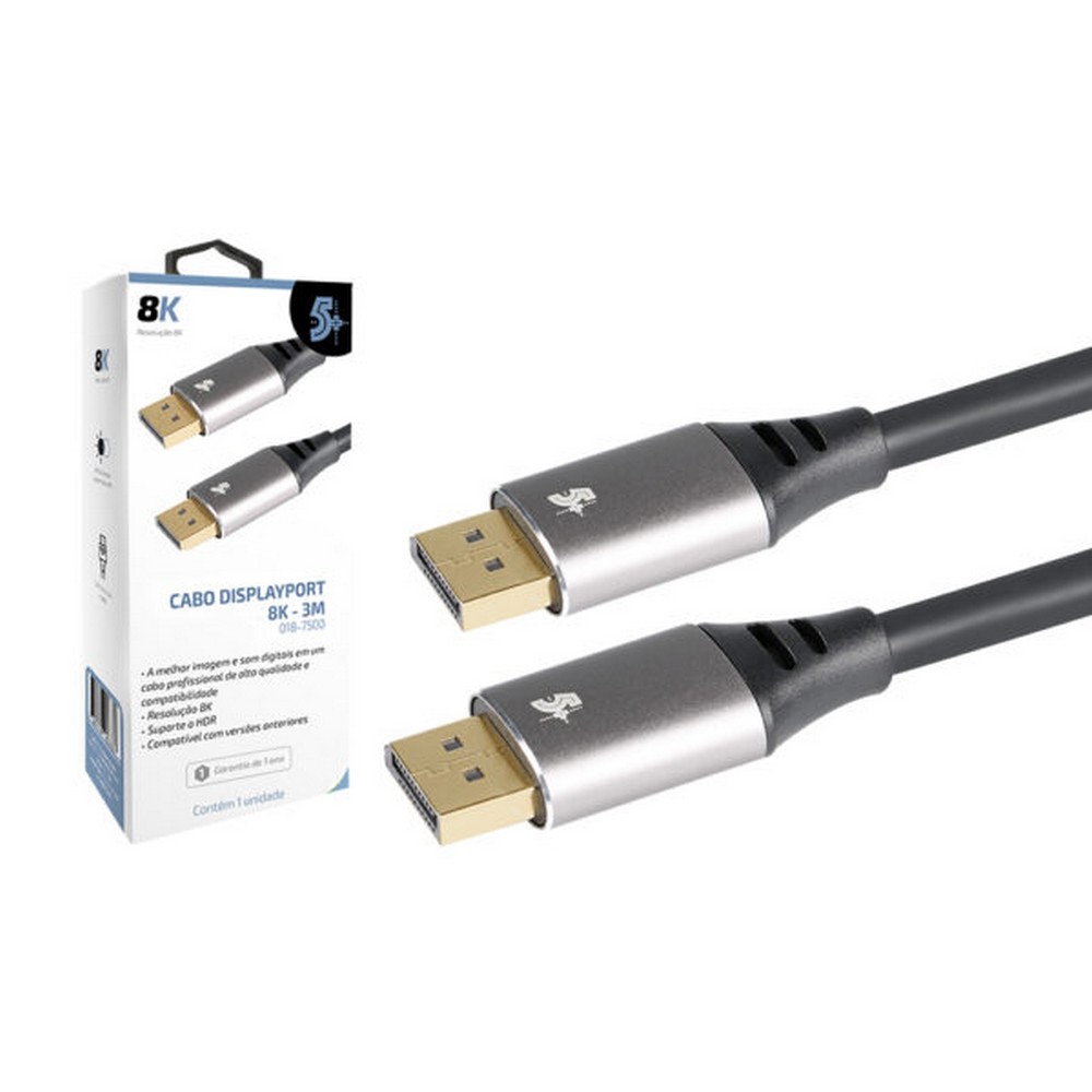 Cabo Displayport Macho 8K HDR 3m Preto 5+ 0187500