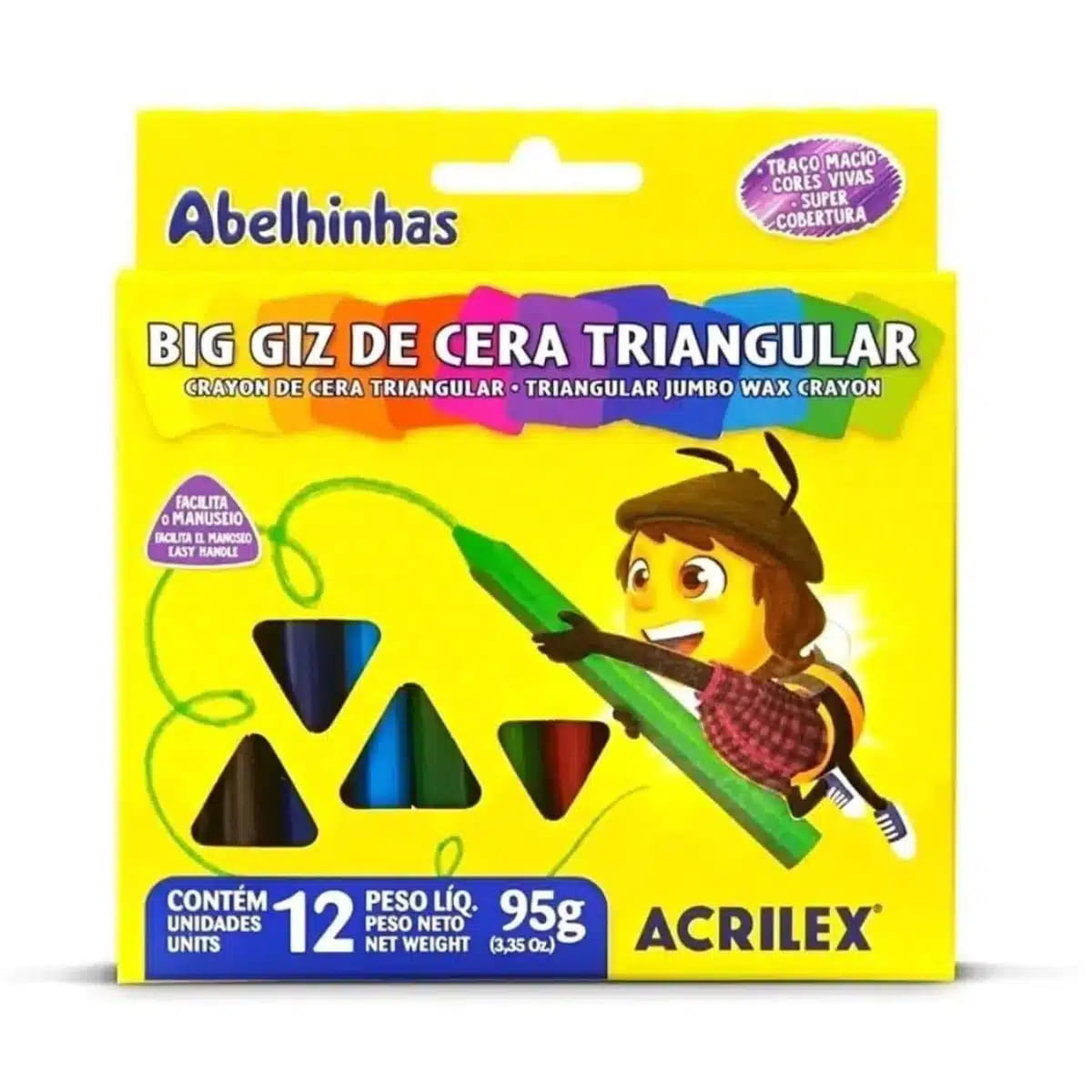 Giz de Cera Acrilex Big Triangular 12 cores
