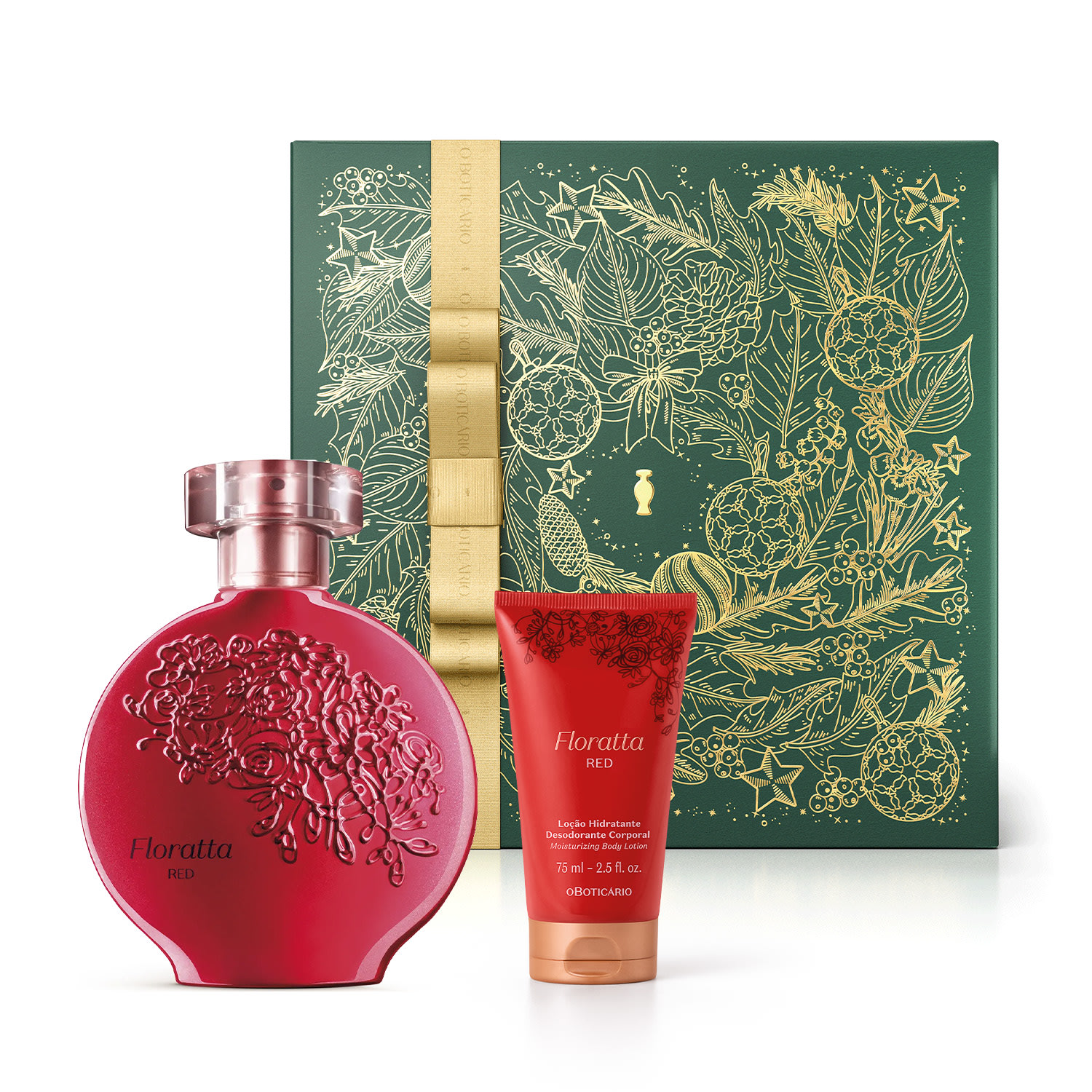 Combo Presente Floratta Red: Desodorante Colônia 75ml + Loção Corporal 75ml + Caixa Presenteável