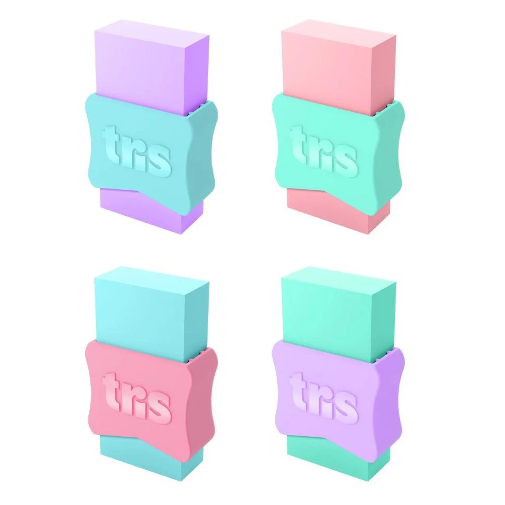 Borracha TRIS School Cores Pastel Unidade Sortido