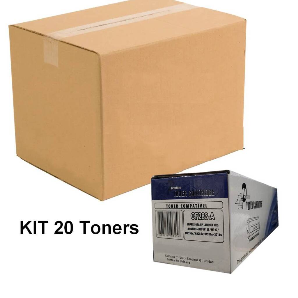 Toner HP 83 Preto HtCompany - CF-283A - M127FN M127, M127FW M-127, M125 M125A M125A, M201, M225, M226, M202 - Kit Caixa 20 Toners