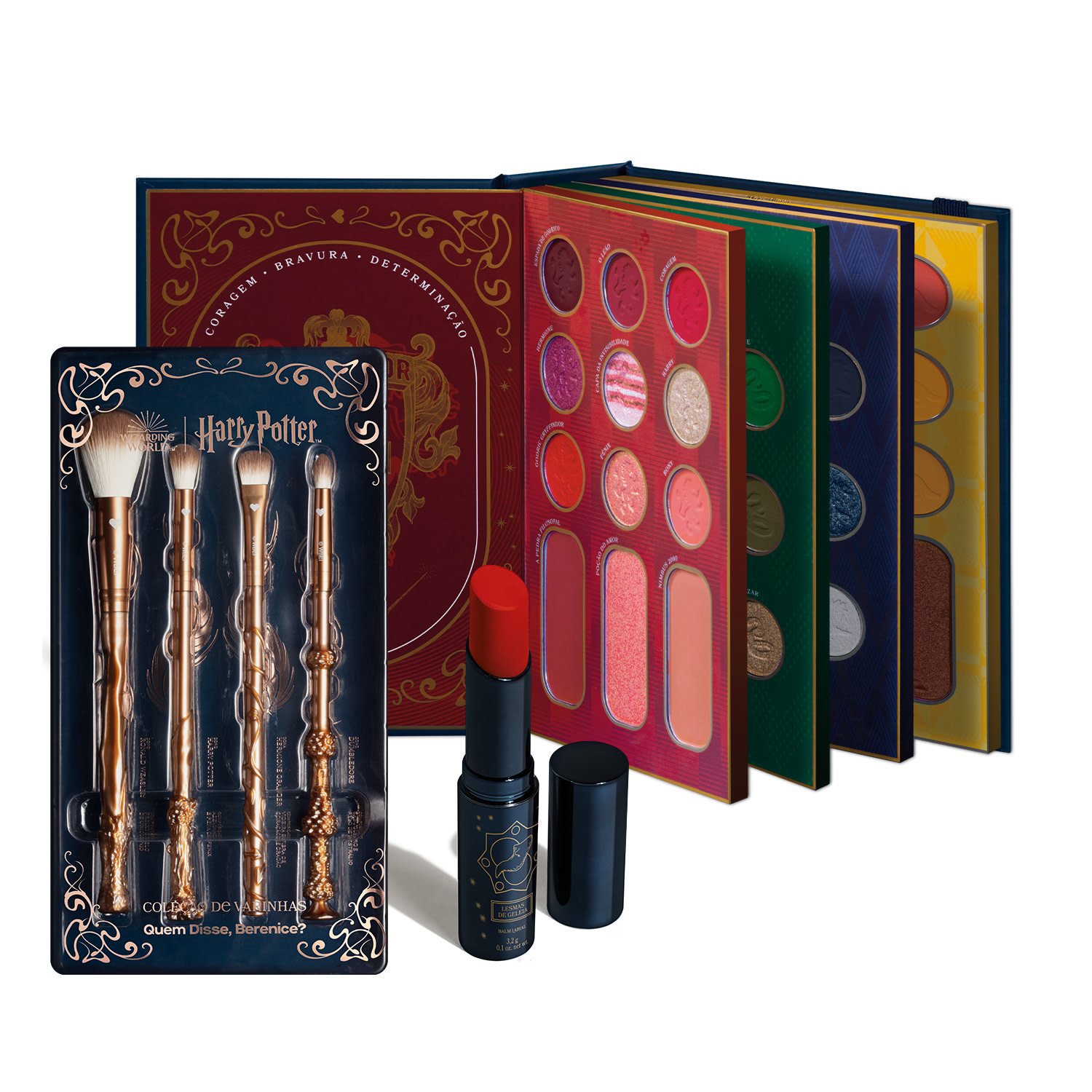 Combo Harry Potter Quem Disse, Berenice?:Paleta de Maquiagem Multifuncional 54g + Kit Pincéis + Balm Labial Vermelho 3,2g