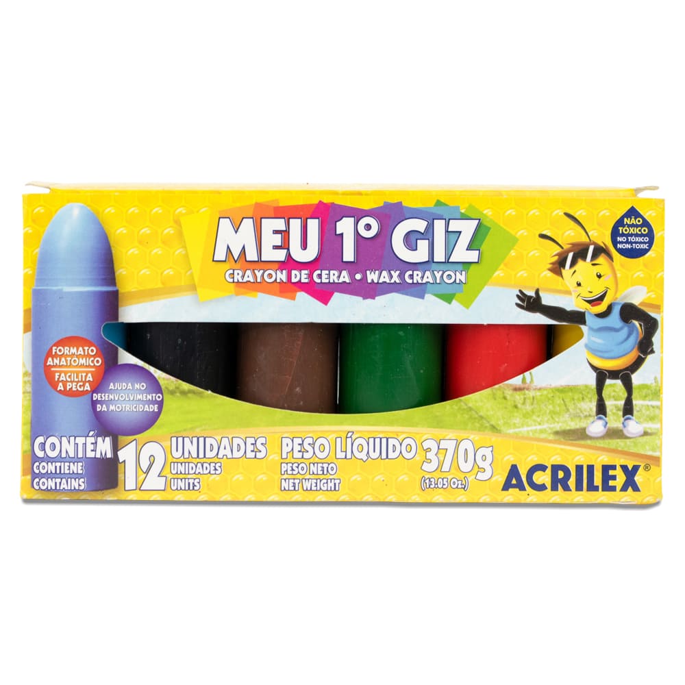 Giz de Cera Acrilex Meu Primeiro Giz com 12 Cores