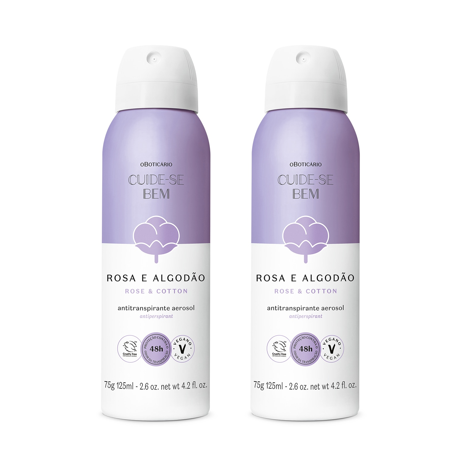 Combo Desodorante Antitranspirante Aerosol Cuide-se Bem Rosa e Algodão 75g/125ml (2 itens)