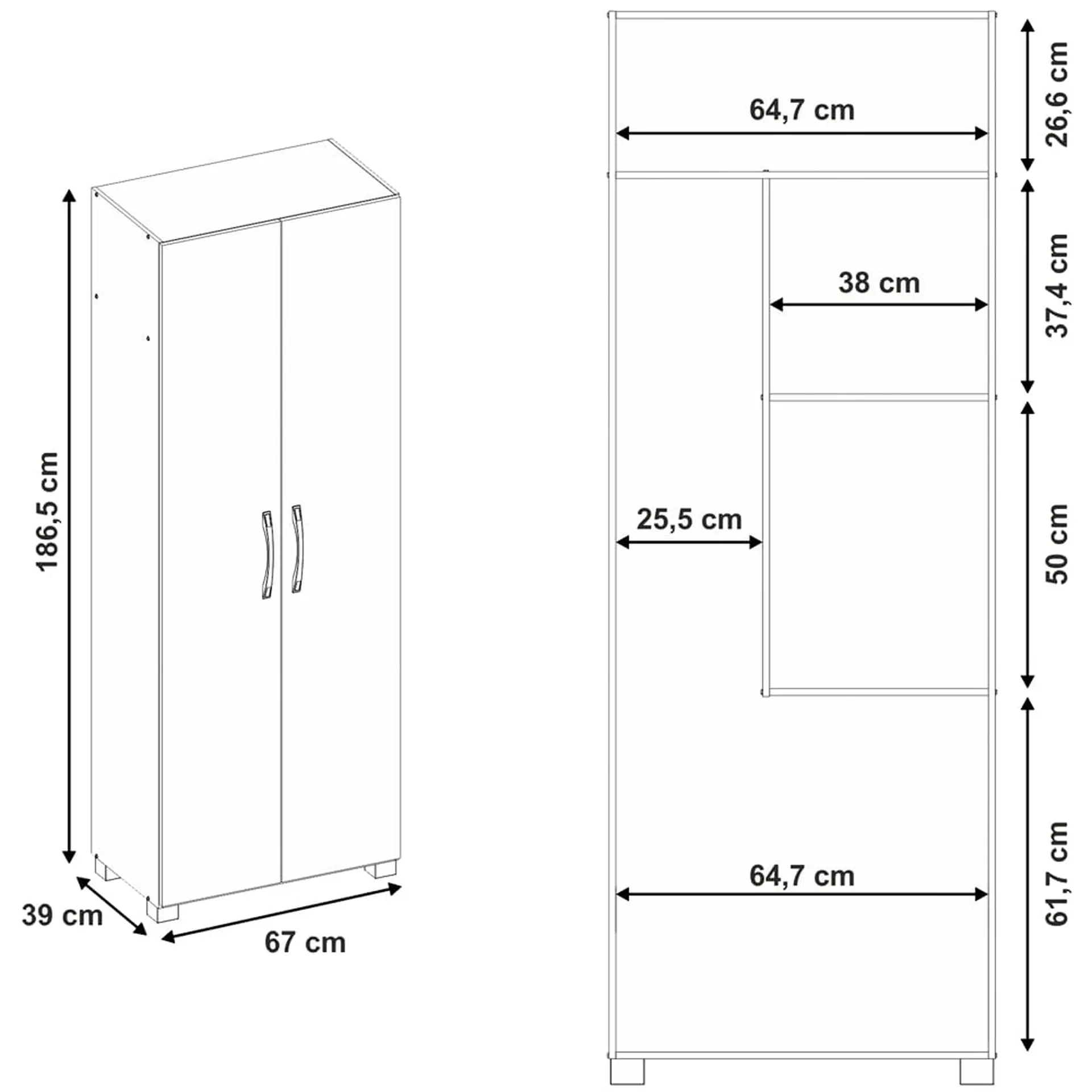 Armário Multiuso 2 Portas Bater 3 Prateleiras NT 4015 Notável - Branco