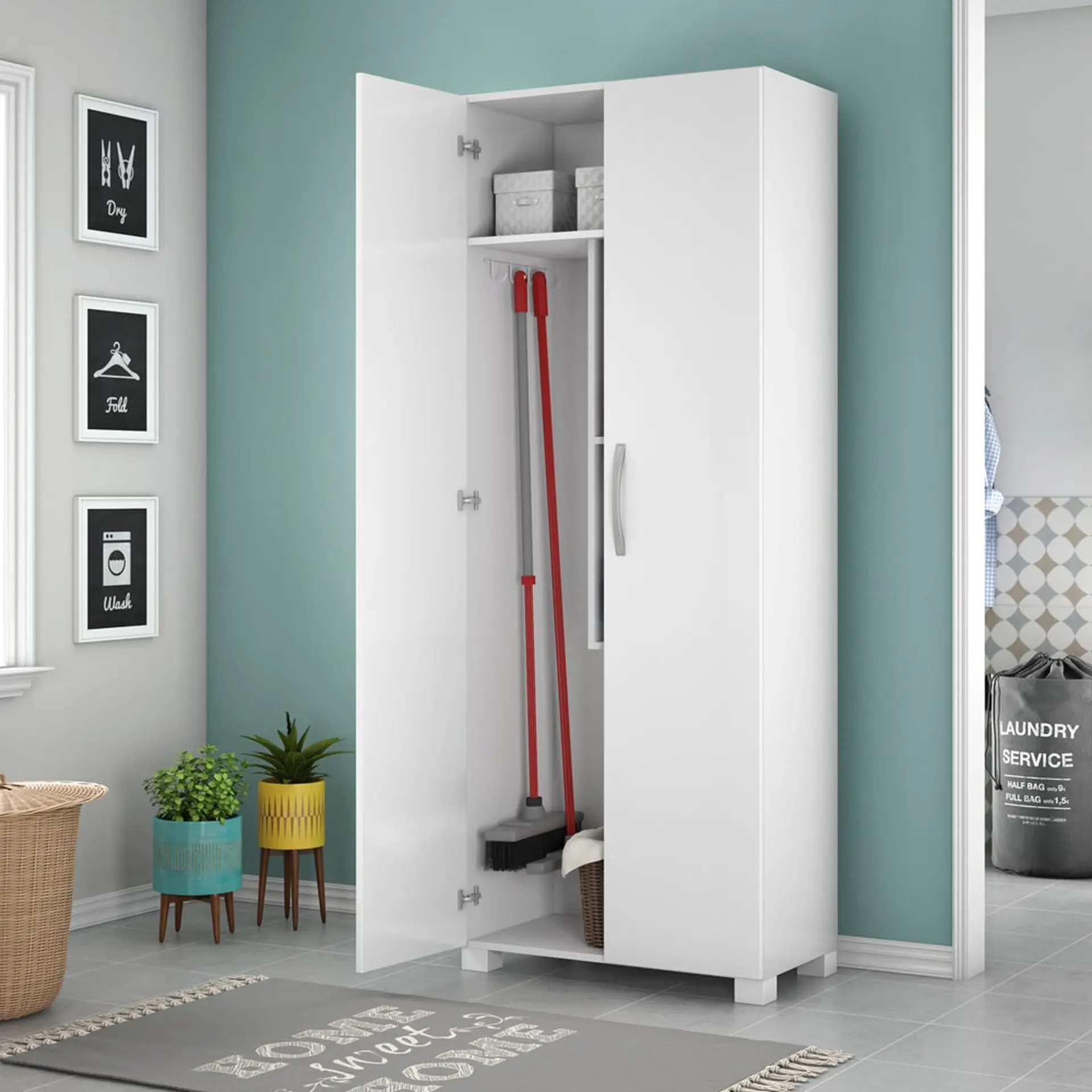 Armário Multiuso 2 Portas Bater 3 Prateleiras NT 4015 Notável - Branco