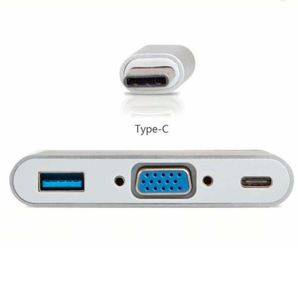 Conversor USB Type-C 3.1 Macho para VGA, USB 3.0, Type-C Fêmea F3 - JC-TYC-VGA31