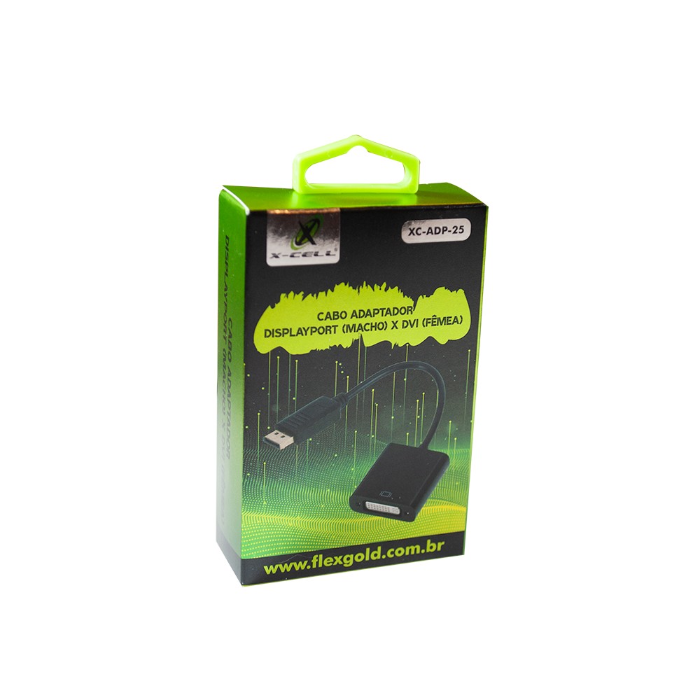 Conversor DisplayPort Macho para DVI Fêmea Preto X-cell XCADP25
