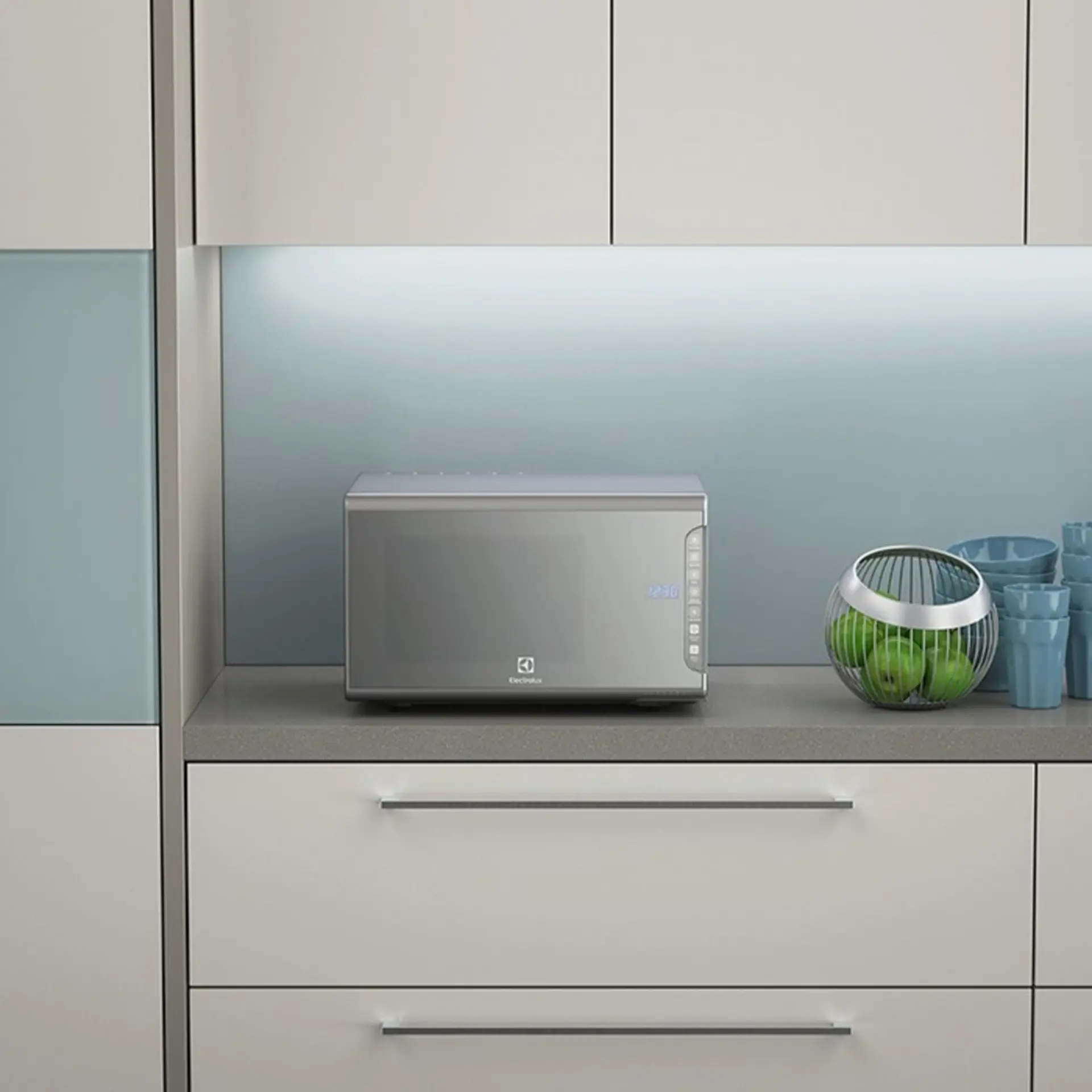 Micro-ondas Electrolux 31L 1500W Espelhado Painel integrado Tira Odor MI41S - Cinza - 220 Volts