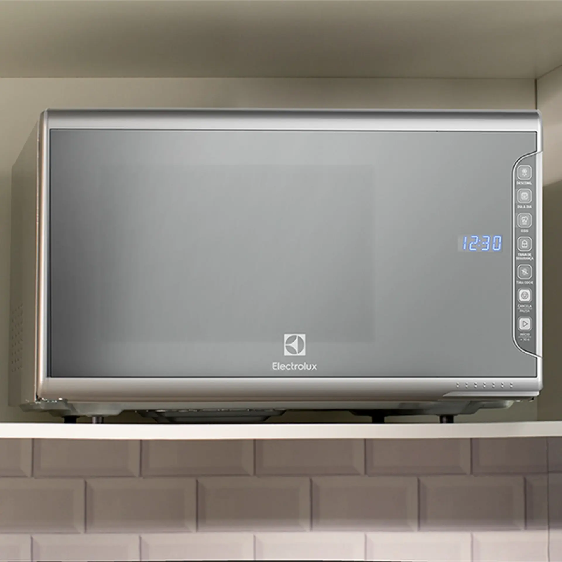 Micro-ondas Electrolux 31L 1500W Espelhado Painel integrado Tira Odor MI41S - Cinza - 220 Volts