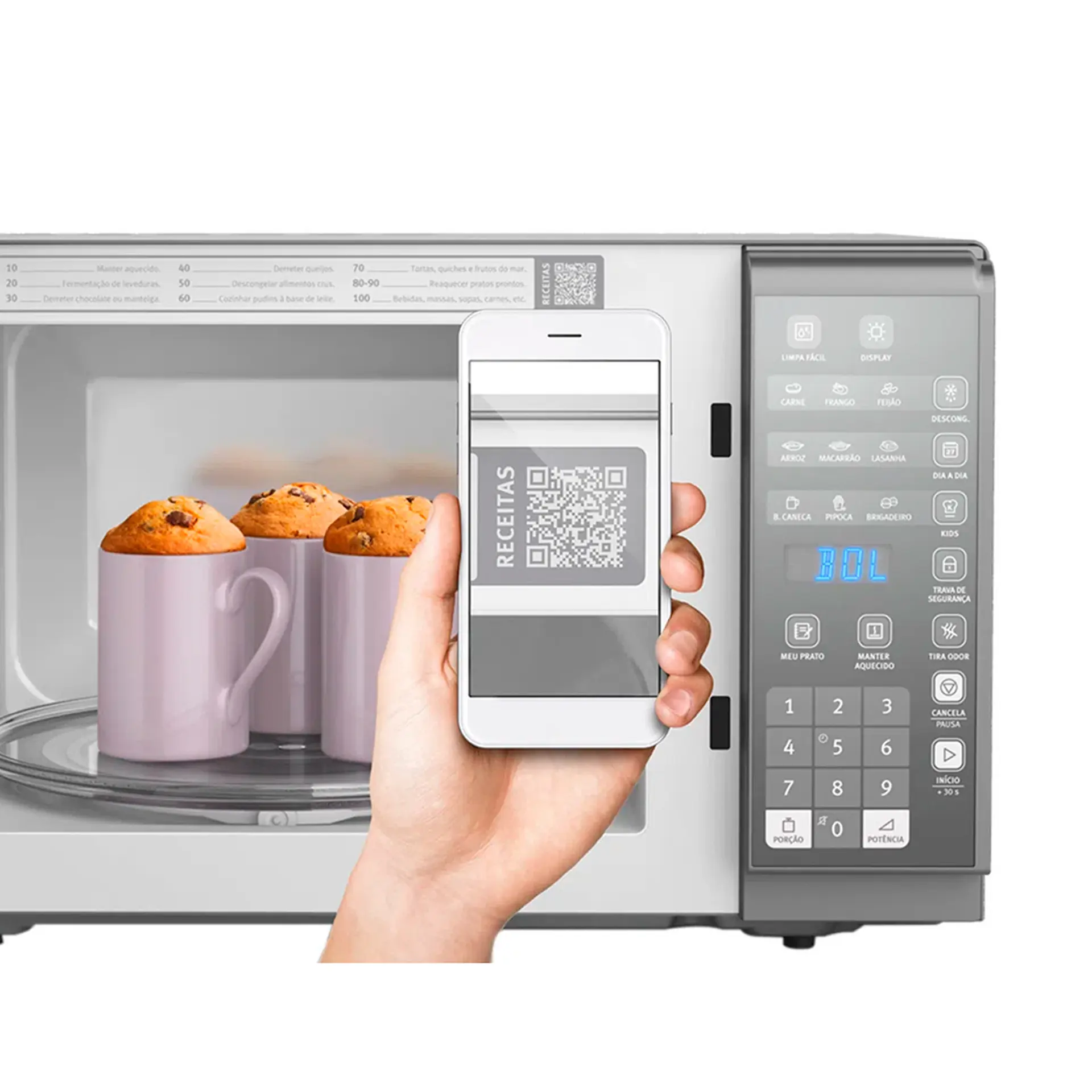 Micro-ondas Electrolux 31L 1500W Espelhado Painel integrado Tira Odor MI41S - Cinza - 220 Volts