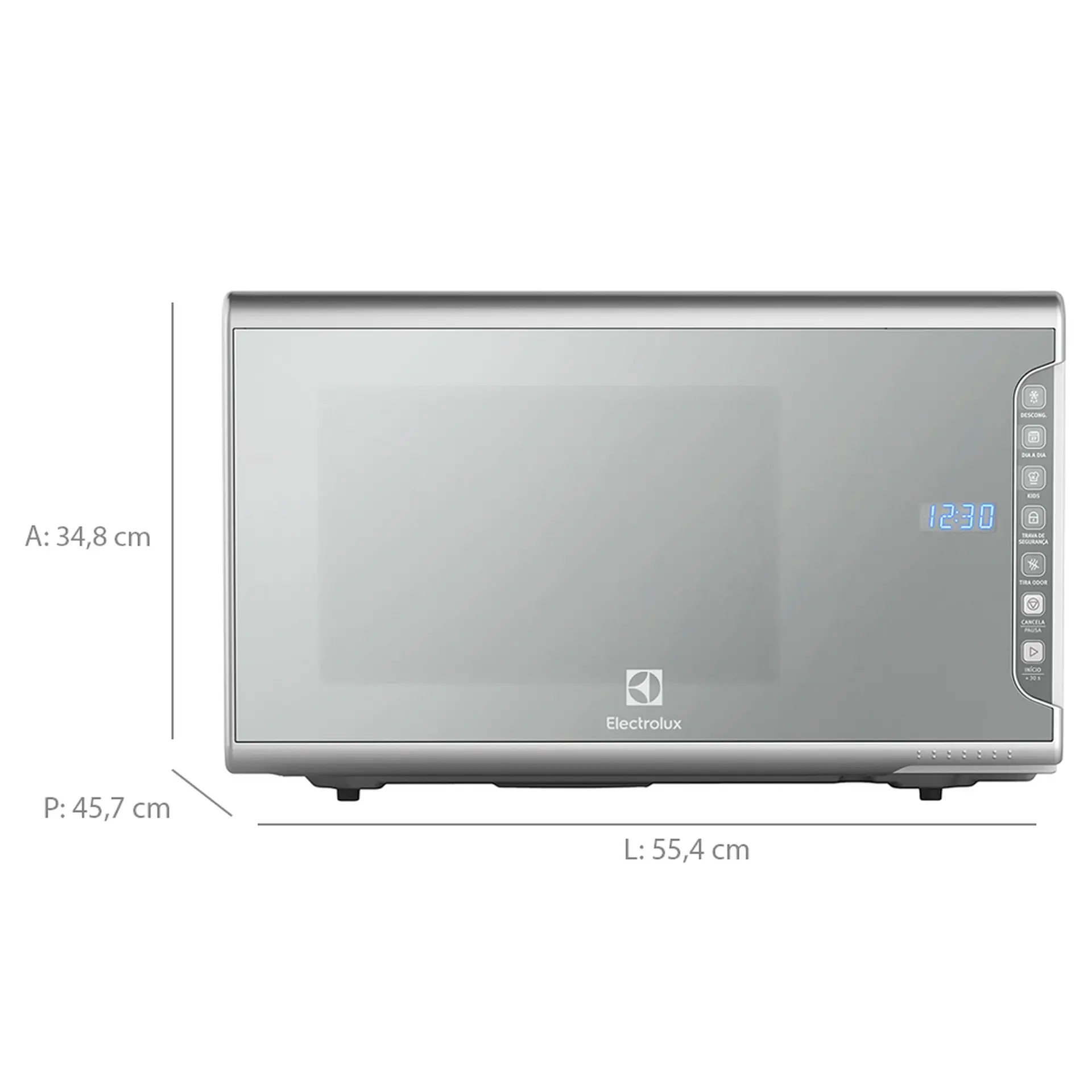 Micro-ondas Electrolux 31L 1500W Espelhado Painel integrado Tira Odor MI41S - Cinza - 220 Volts