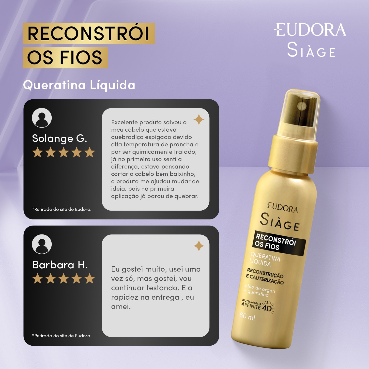 Queratina Líquida Siàge Reconstrói Os Fios 60ml