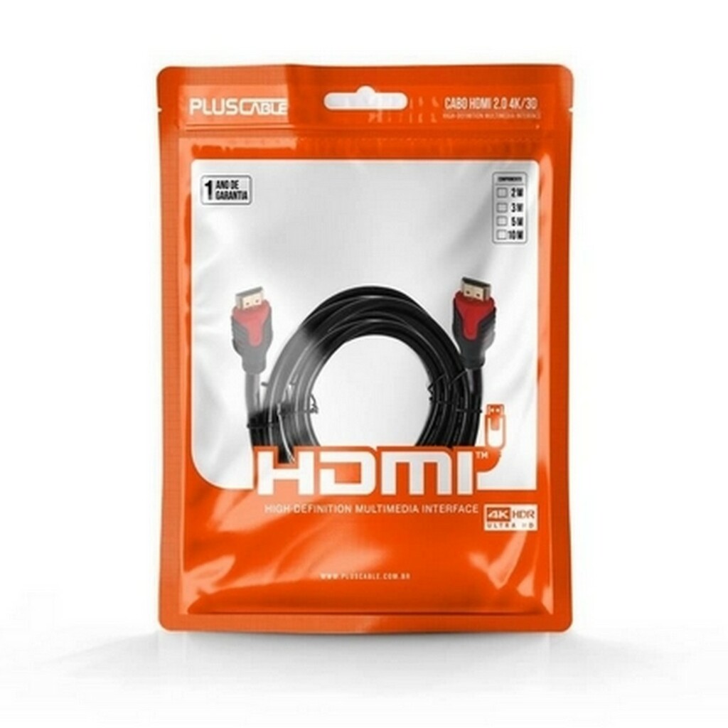 Cabo HDMI Macho x Macho 2.0 4K 19 Pinos 3D 5,0 Metros Pluscable - PC-HDMI50M