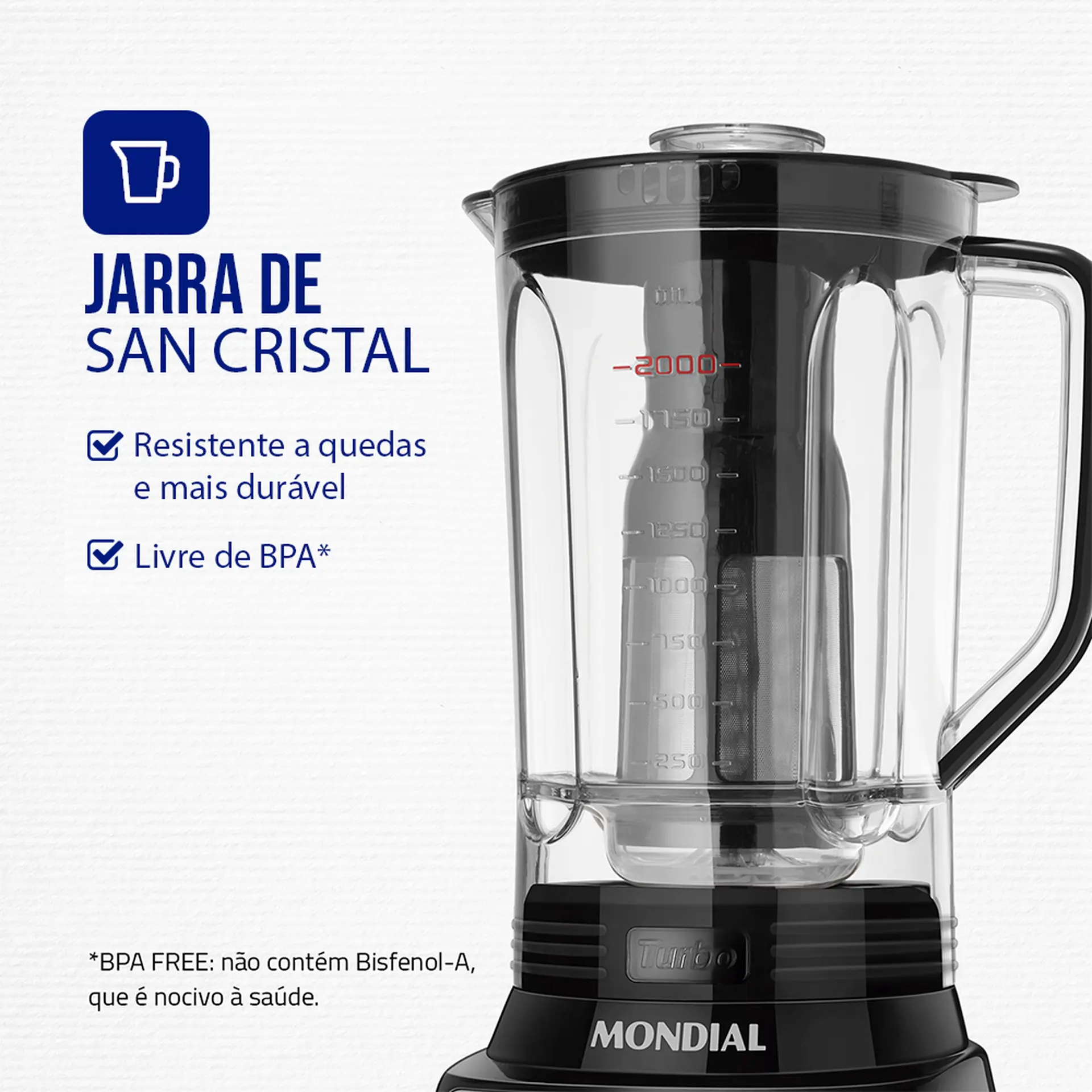 Liquidificador Mondial Turbo L-1100 3L 12 Velocidades 1100W Filtro - Preto/Inox - 110 Volts