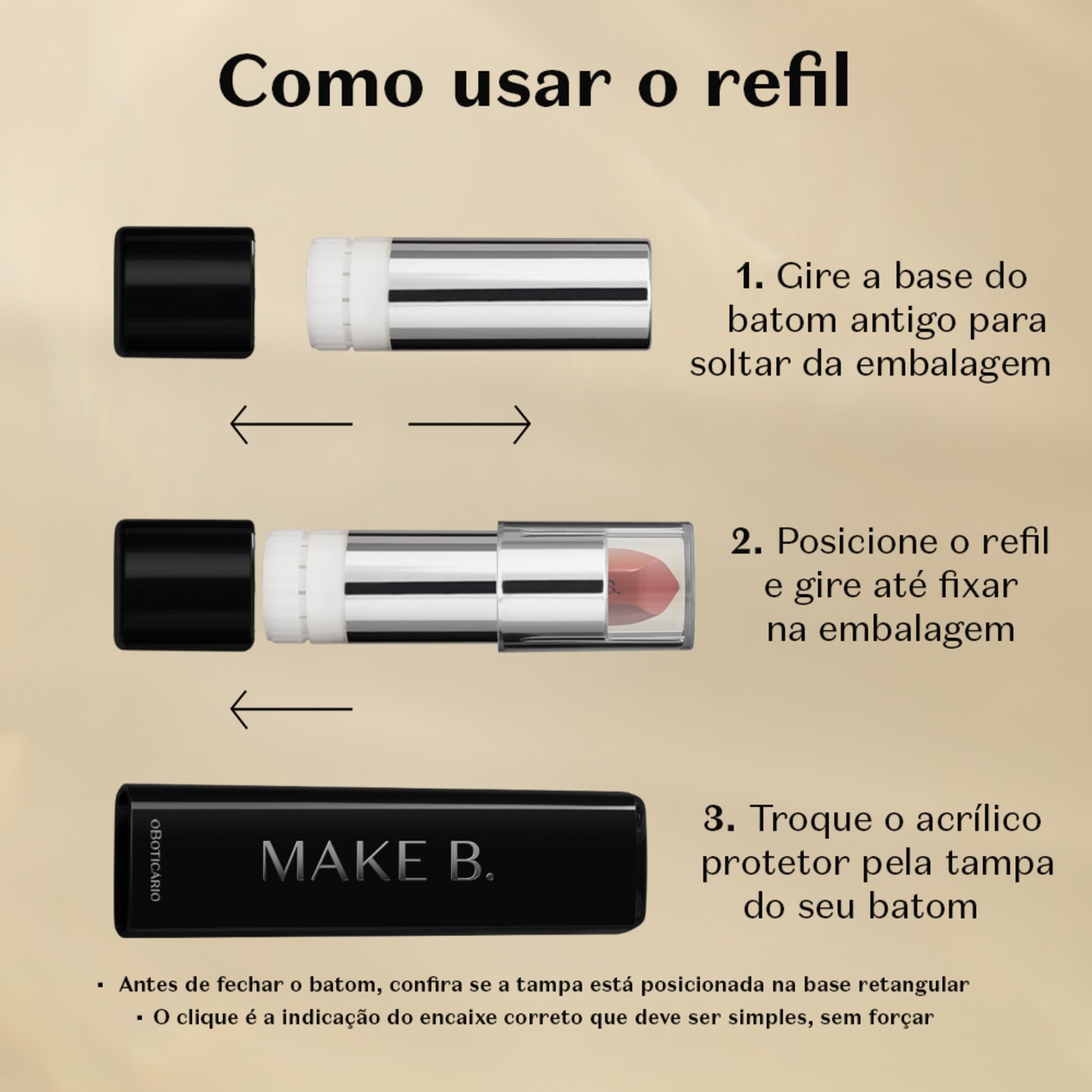 Refil Batom Mate Rosa Rose Fabulous Make B. 4,0g