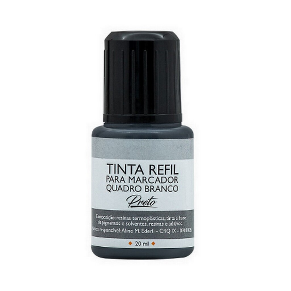Tinta Marcador Para Quadro Branco 20 ml Preto BRW Unitário - TR6002