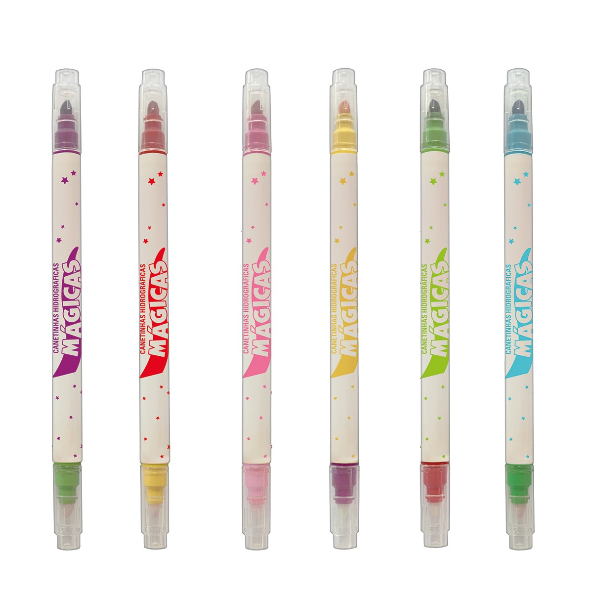 Caneta Hidrográfica Tilibra Magicas Ponta Dupla 6 Cores