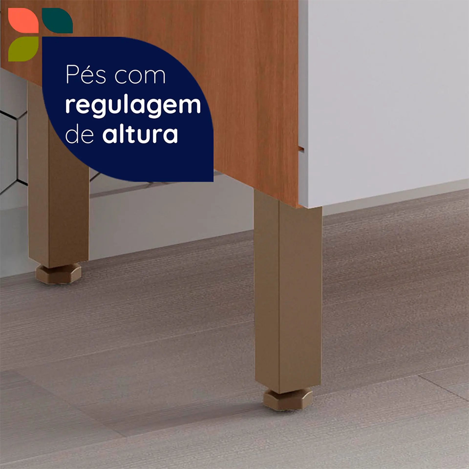 Balcão para Cooktop 1 Porta 1 Gaveta Macadamia Telasul - Freijo/Branco