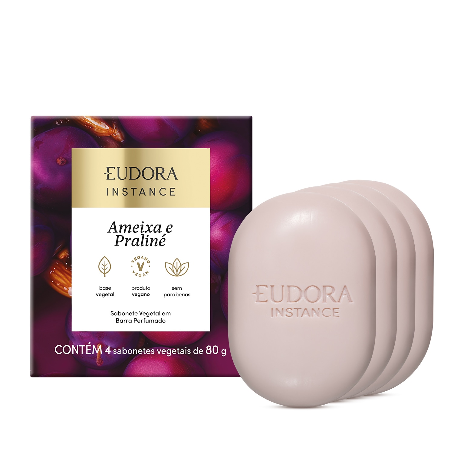 Sabonete Vegetal em Barra Perfumado Instance Ameixa e Praliné 4x80g v2