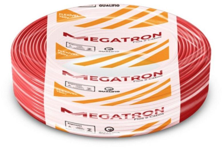 Cabo de Energia Flexível 750V 2,5mm Vermelho Megatron 7602 Rolo 100m