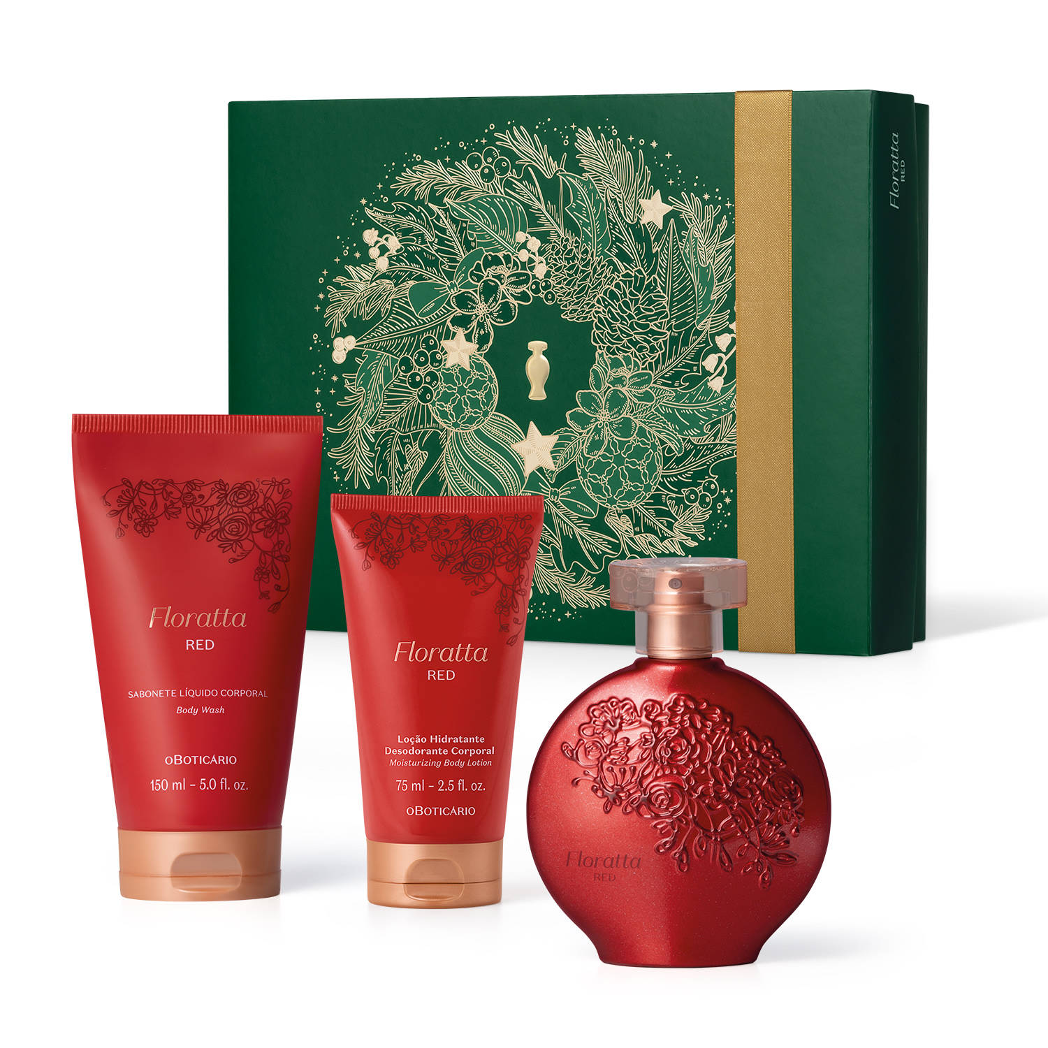 Kit Presente Natal Floratta Red (3 itens)