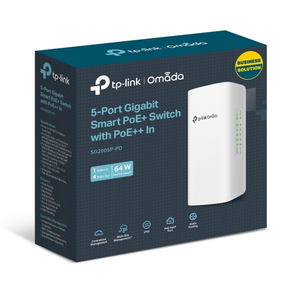 Switch Externo Smart PoE++ Gerenciável Omada Tp-Link SG2005PPD 5 Portas Gigabit 10/100/1000 Mbps