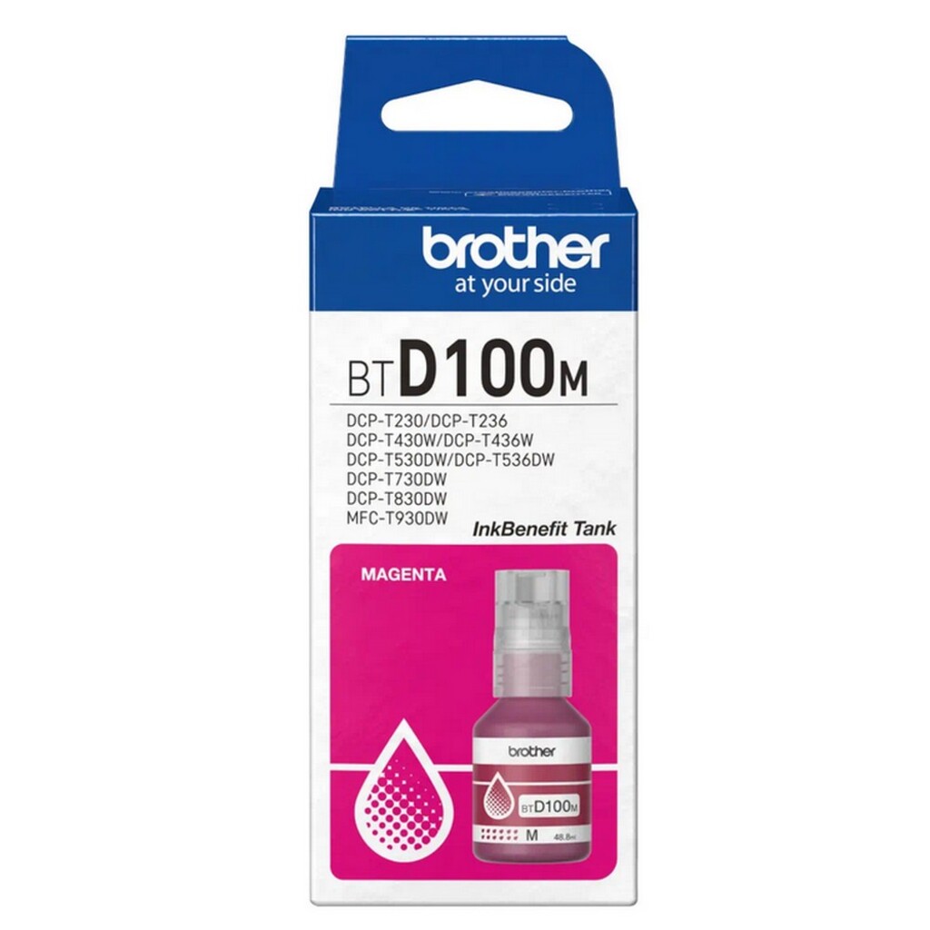 Tinta para Cartucho Brother Magenta Original - BTD100M -  5.000 páginas para DCP-T230, DCP-T430W, DCP-T436W, DCP-T530DW, DCP-T730DW e DCP-T830DW