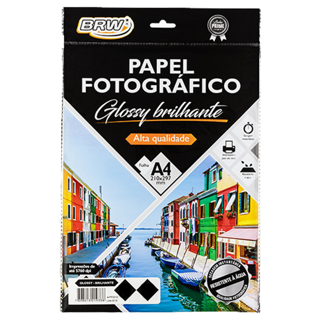 Papel Fotográfico Glossy Brilhante A4 120 Gramas 20 Folhas BRW - PP2012