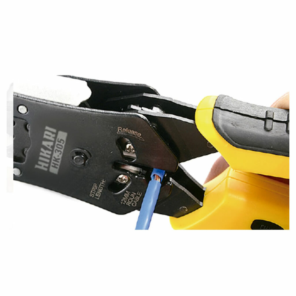 Alicate para Crimpar Hikari RJ11/12/45 com Testador de Cabo Rede - HK-305
