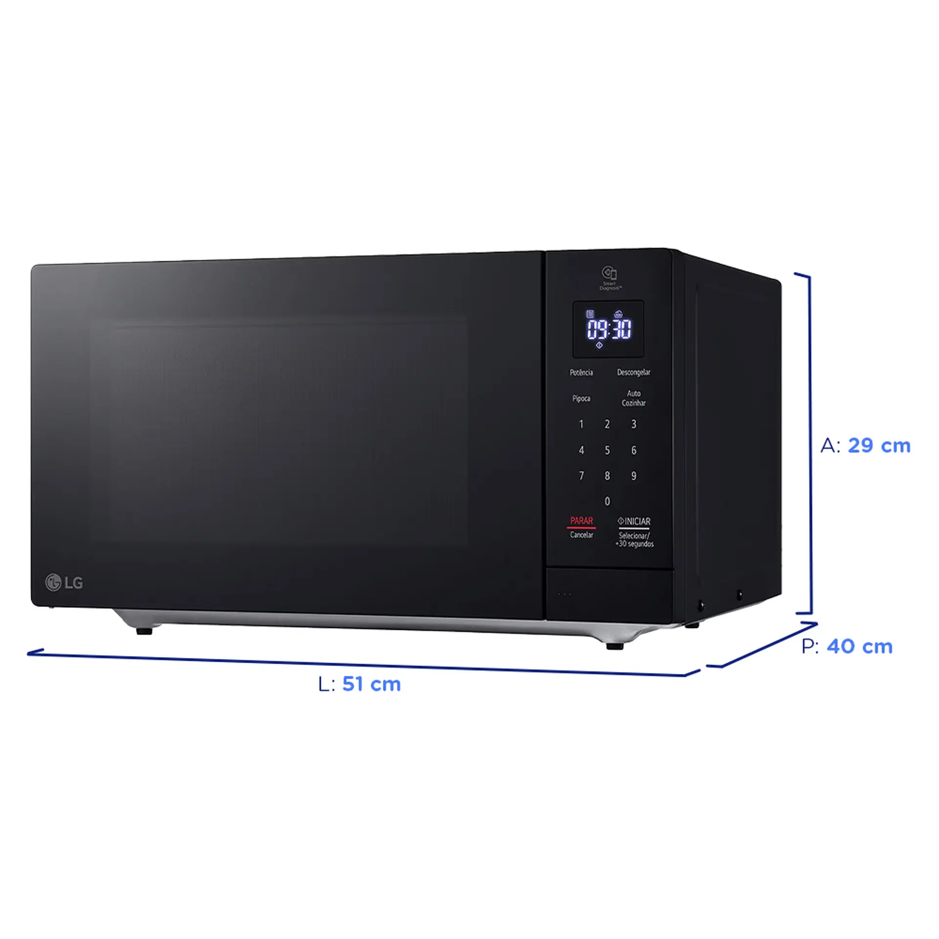 Micro-ondas de Bancada LG NeoChef 30L 800W Limpa Fácil MS3033DSA - Preto - 220 Volts