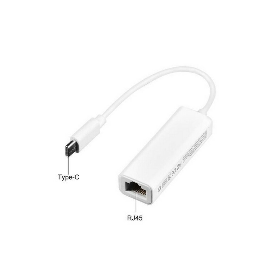 Adaptador USB Type-C 3.1 Macho x Rede RJ45 10/100 Branco F3 - 120