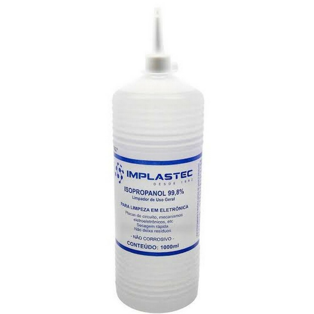 Álcool Isopropílico 99,8% Isopropanol 1000ml com Bico Aplicador - Implastec - PAIP100018