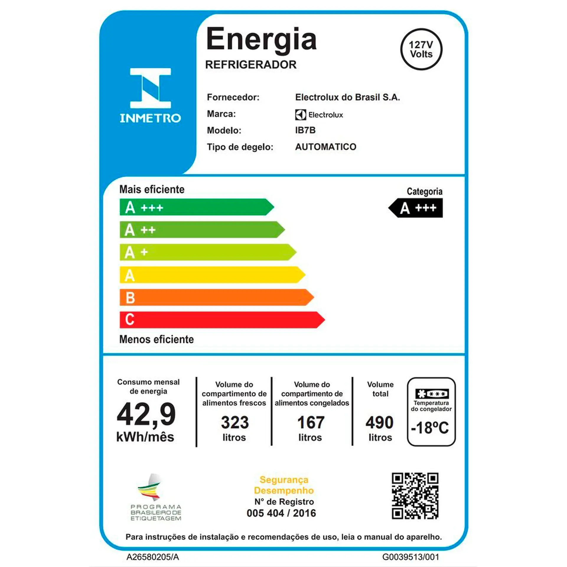 Geladeira Electrolux Frost Free 490L Efficient AutoSense Inverse IB7B - Preto - 110 Volts