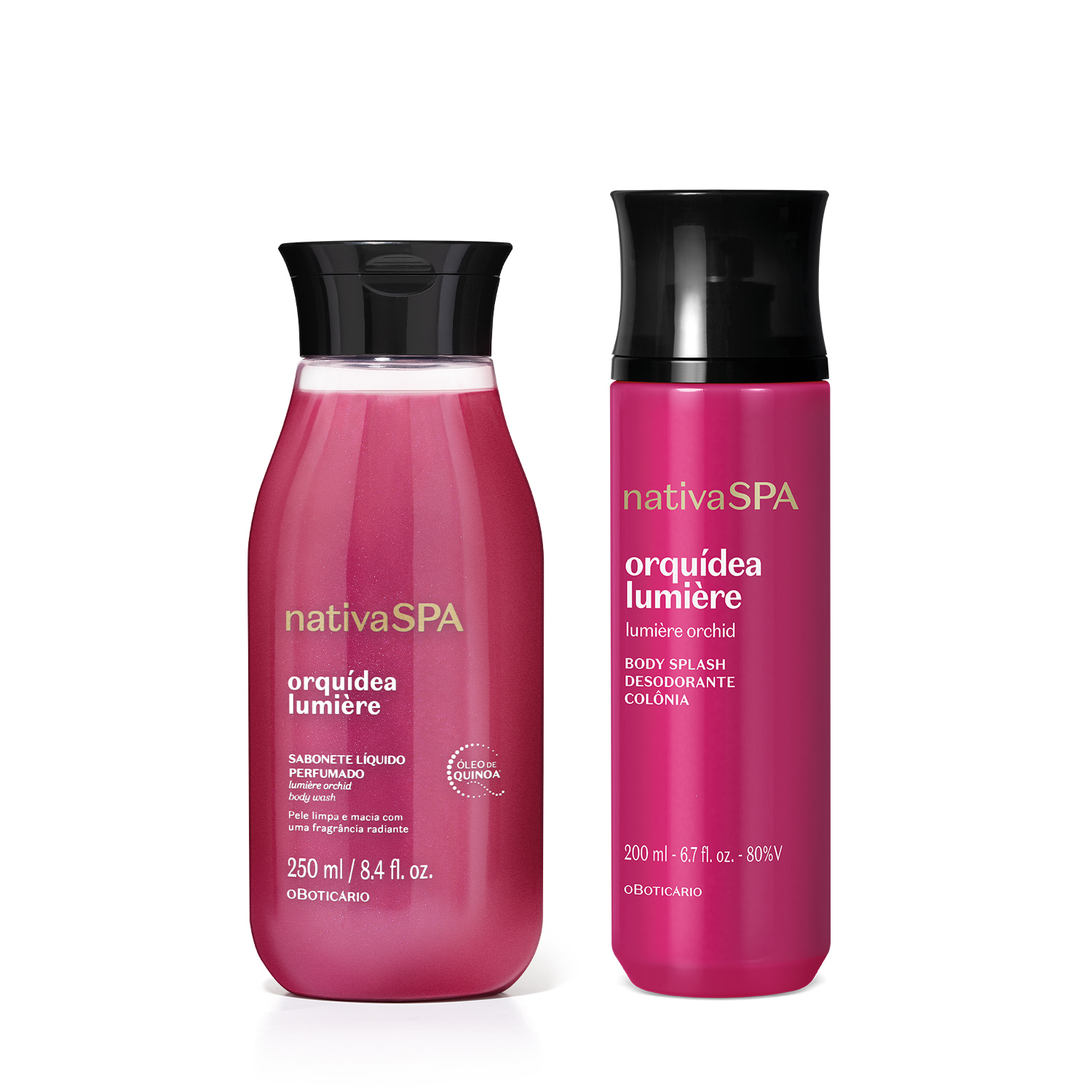 Combo Nativa SPA Orquídea Lumière: Body Splash 200ml + Sabonete Líquido Corporal 250ml