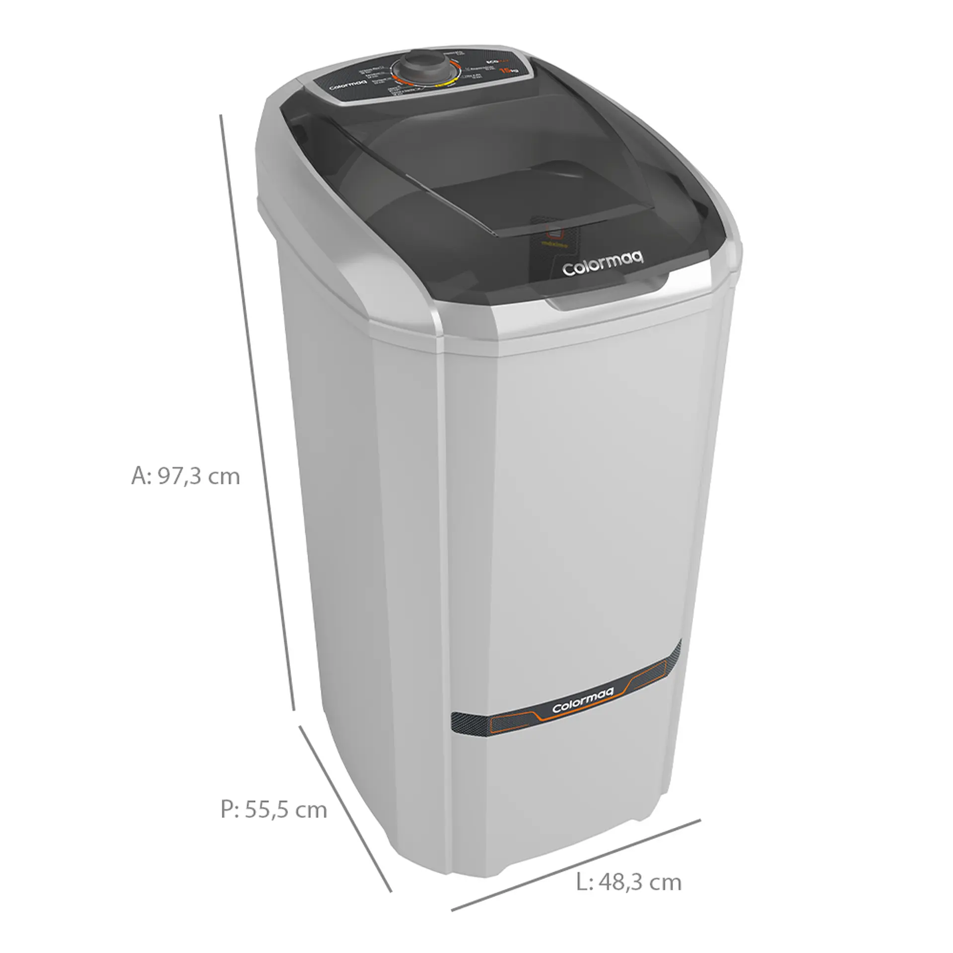 Tanquinho Colormaq EcoMax 15kg Semiautomático 8 Programas LCS15 - Prata - 110 Volts